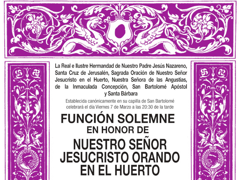 Cartel Función Ntro. Señor Jesucristo Orando en el Huerto