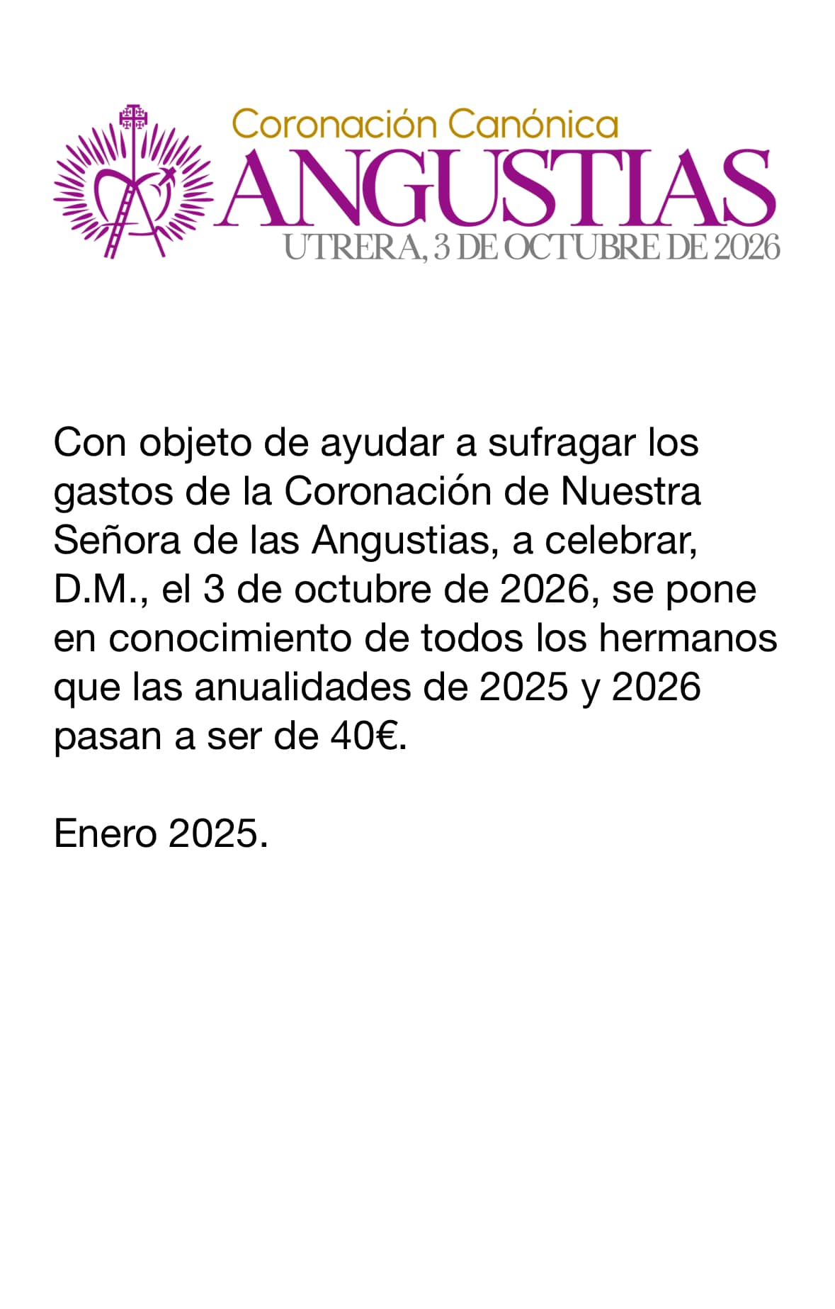 comunicado cuota coronacion