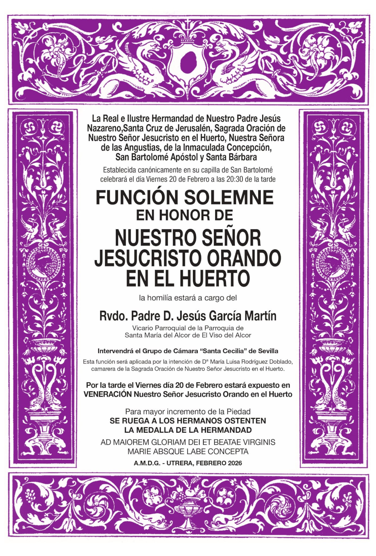 cartel funcion oracion 2026